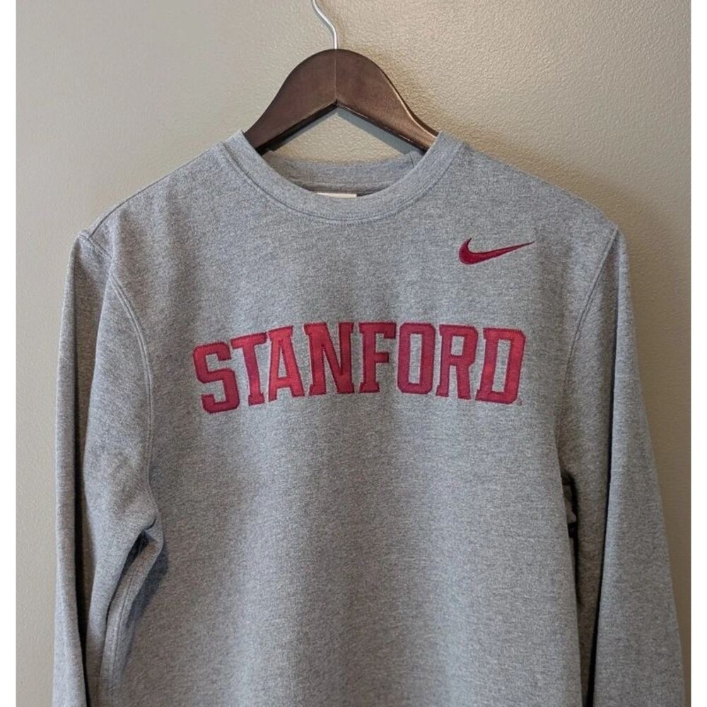 Nike Mens Medium Stanford Cardinal Fleece Crewneck Sweatshirt Gray Swoosh M